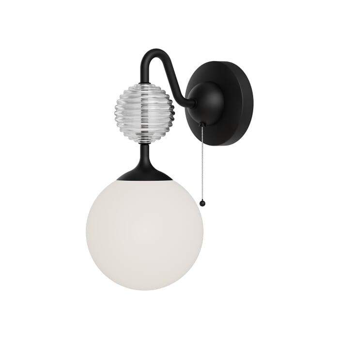Celia 1-Light Wall Sconce in Matte Black with Opal Glass Celia 1-Light Wall Sconce in Matte Black with Opal Glass