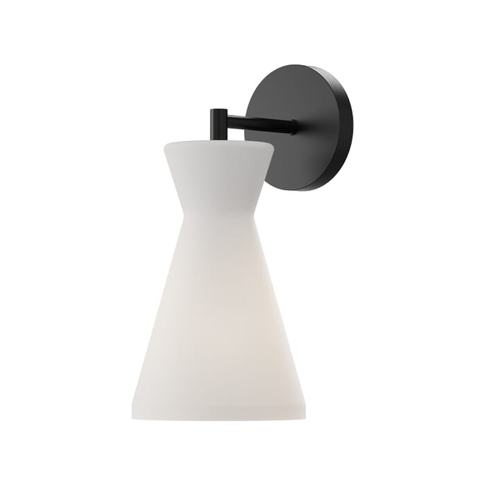 Betty 1-Light Wall Sconce in Matte Black with Opal Glass Betty 1-Light Wall Sconce in Matte Black with Opal Glass