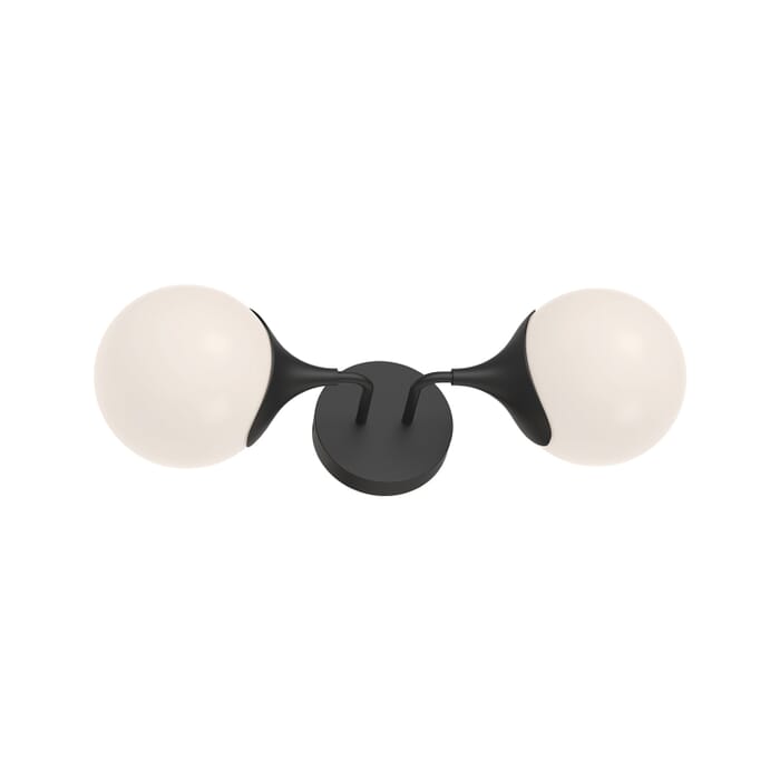 Nouveau 2-Light Bathroom Vanity Light in Matte Black with Opal Glass Nouveau 2-Light Bathroom Vanity Light in Matte Black with Opal Glass
