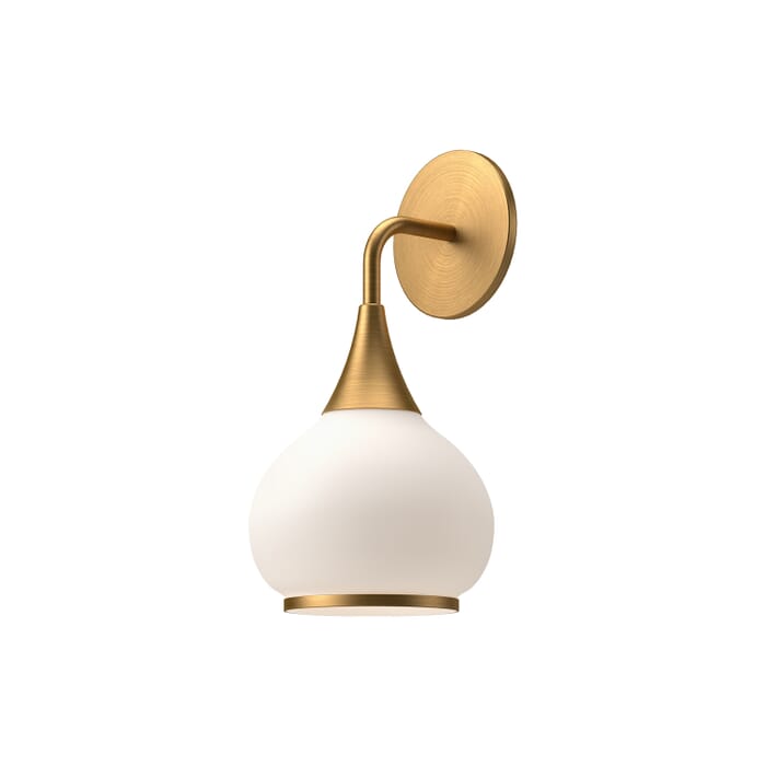 Hazel 1-Light Bathroom Vanity Light in Aged Gold with Opal Glass Hazel 1-Light Bathroom Vanity Light in Aged Gold with Opal Glass