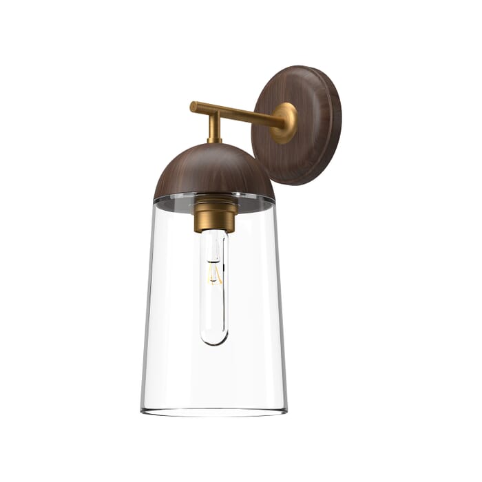Emil 1-Light Bathroom Vanity Light in Aged Gold with Walnut Emil 1-Light Bathroom Vanity Light in Aged Gold with Walnut