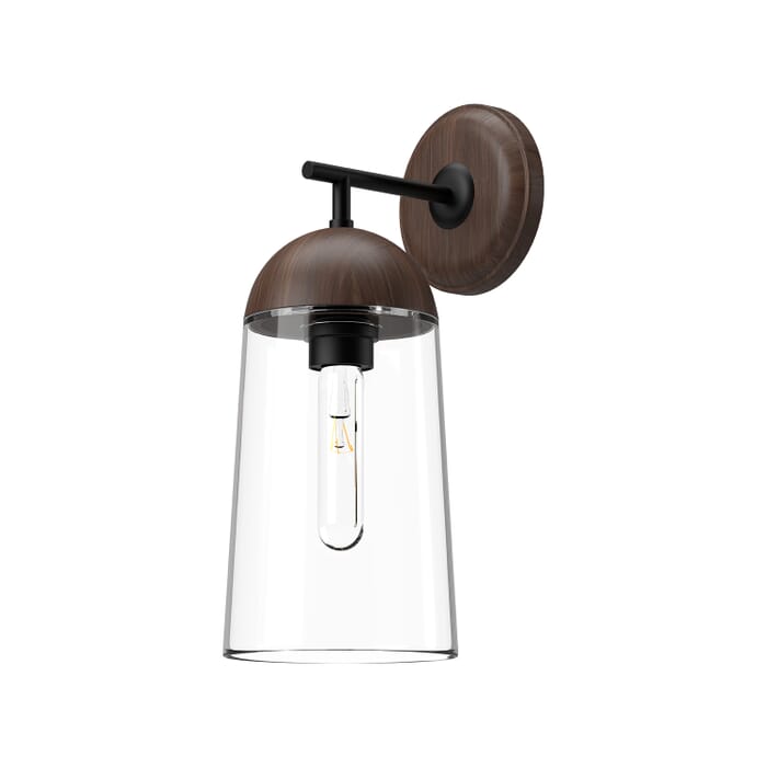 Emil 1-Light Bathroom Vanity Light in Matte Black with Walnut Emil 1-Light Bathroom Vanity Light in Matte Black with Walnut