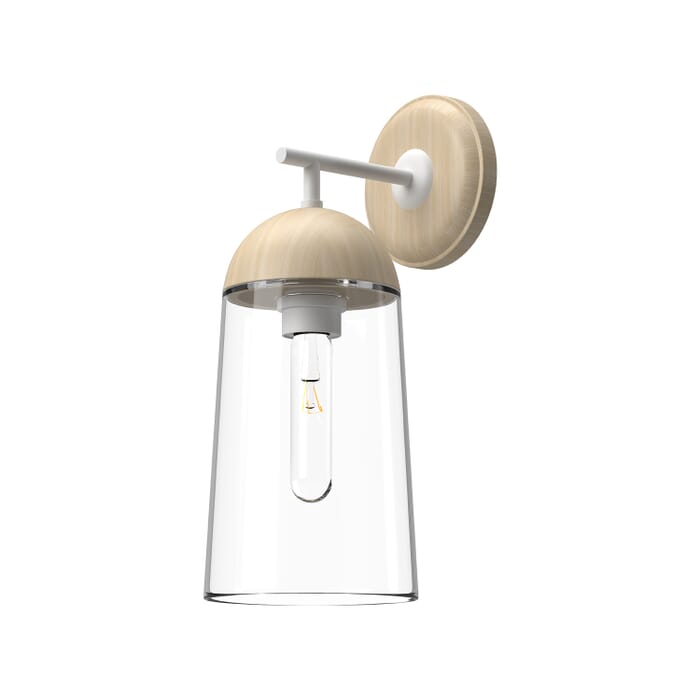 Emil 1-Light Bathroom Vanity Light in White with White Oak Emil 1-Light Bathroom Vanity Light in White with White Oak