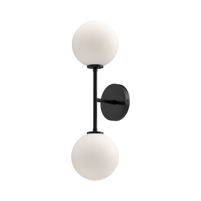 Cassia 2-Light Bathroom Vanity Light in Matte Black with Opal Glass Cassia 2-Light Bathroom Vanity Light in Matte Black with Opal Glass