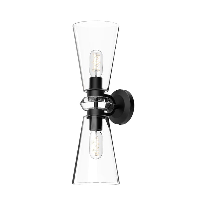 Salem 2-Light Bathroom Vanity Light in Matte Black with Clear Glass Salem 2-Light Bathroom Vanity Light in Matte Black with Clear Glass