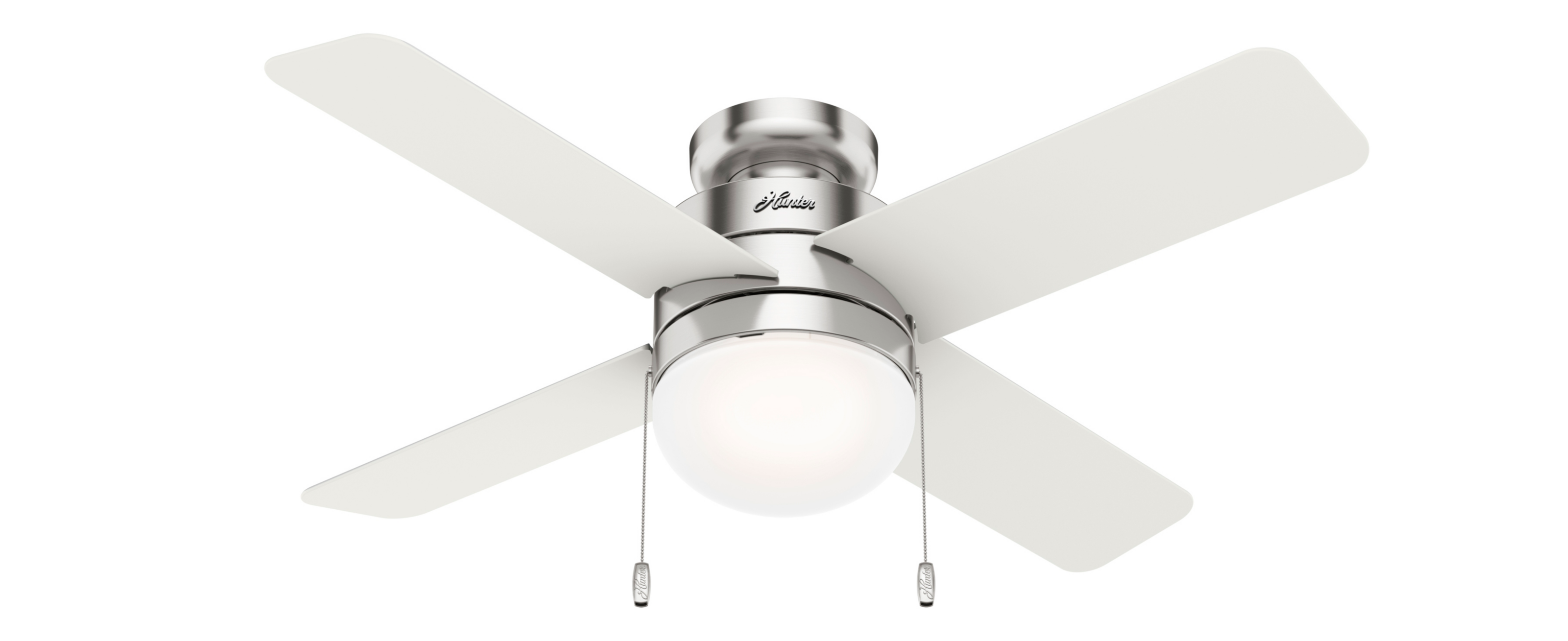 Hunter Timpani 2 Light 44 Indoor Flush Mount Ceiling Fan In Brushed Nickel Lightsonlinecom