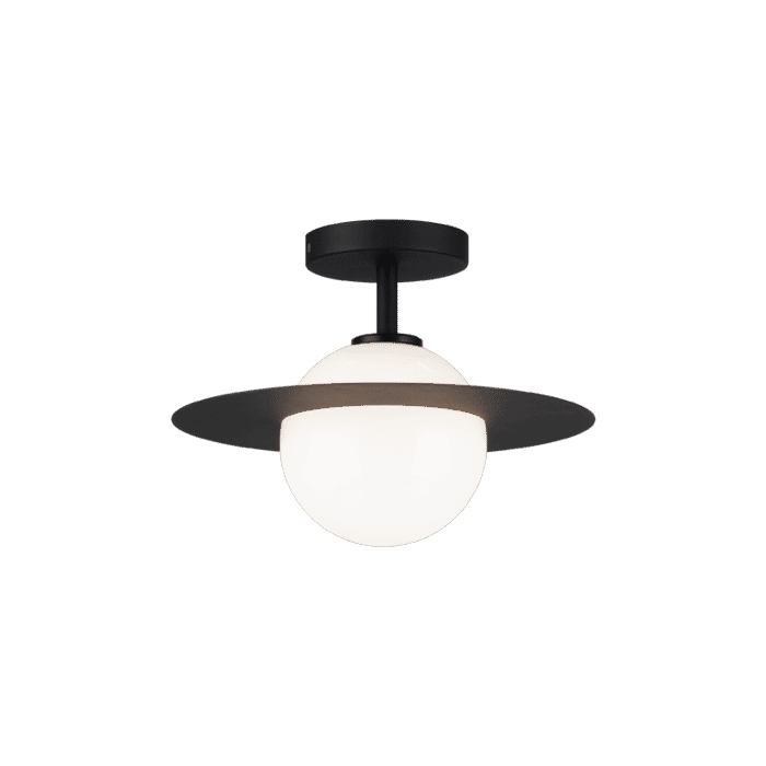 Matteo Saturn 1-Light Ceiling Light In Black With Opal Glass Matteo Saturn 1-Light Ceiling Light In Black With Opal Glass