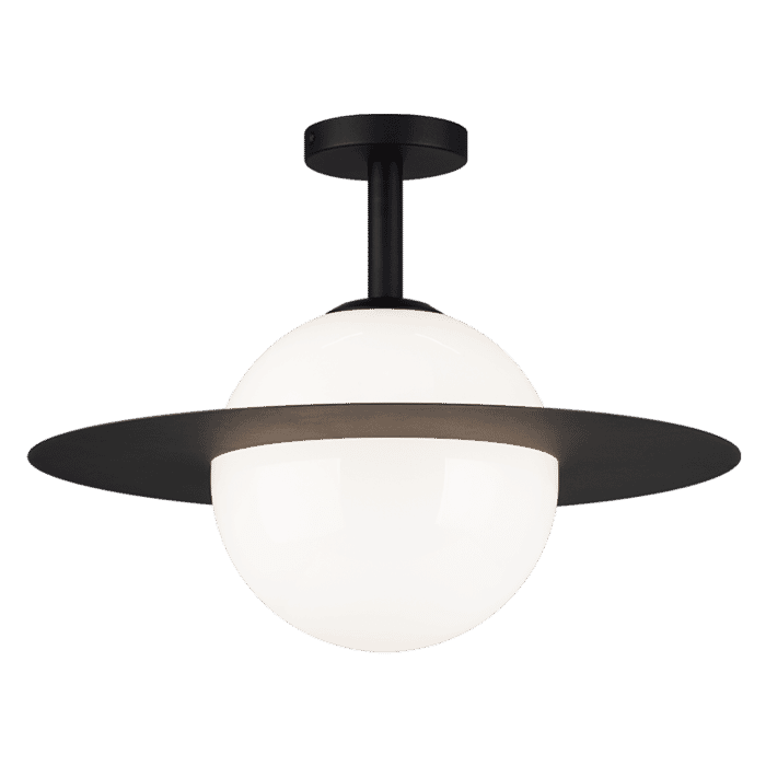 Matteo Saturn 1-Light Ceiling Light In Black With Opal Glass Matteo Saturn 1-Light Ceiling Light In Black With Opal Glass