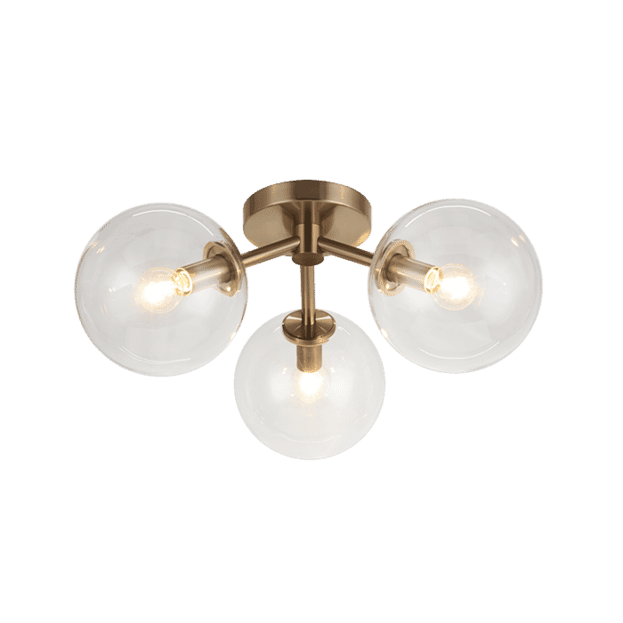 Matteo Novo 3-Light Ceiling Light In Aged Gold Brass Matteo Novo 3-Light Ceiling Light In Aged Gold Brass