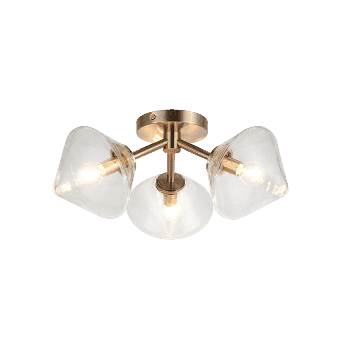 Matteo Novo 3-Light Ceiling Light In Aged Gold Brass Matteo Novo 3-Light Ceiling Light In Aged Gold Brass