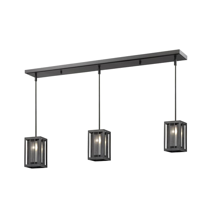 Z-Lite Meridional 3-Light Linear Pendant Light In Bronze Z-Lite Meridional 3-Light Linear Pendant Light In Bronze