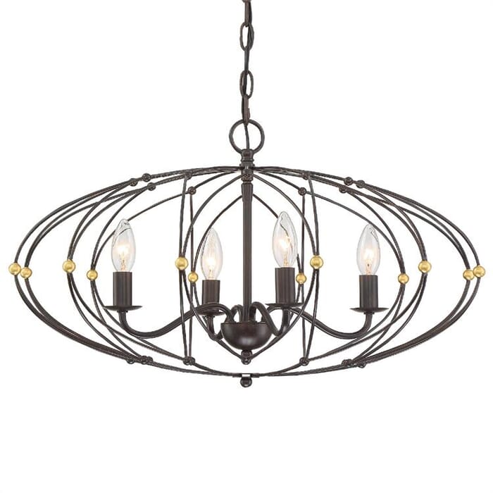 Crystorama Zucca 4-Light Chandelier in English Bronze And Antique Gold Crystorama Zucca 4-Light Chandelier in English Bronze And Antique Gold