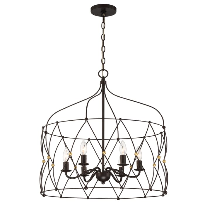 Crystorama Zucca 6-Light Foyer Light in English Bronze and Antique Gold Crystorama Zucca 6-Light Foyer Light in English Bronze and Antique Gold