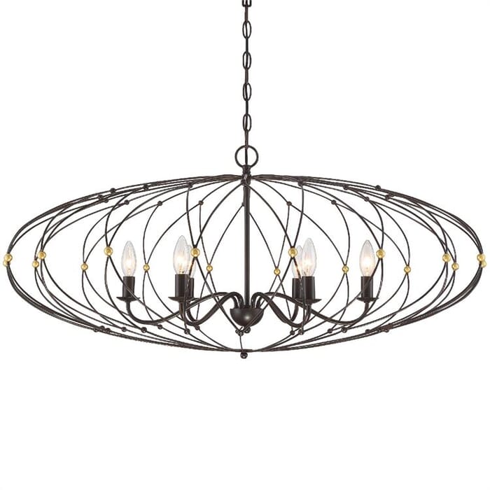 Crystorama Zucca 6-Light Chandelier in English Bronze And Antique Gold Crystorama Zucca 6-Light Chandelier in English Bronze And Antique Gold