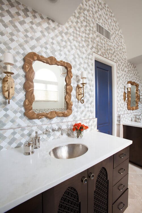 Get this look with Savoy House Devon! Photo credit: Mediterranean Bathroom by Houston Interior Designers & Decorators Laura U, Inc.