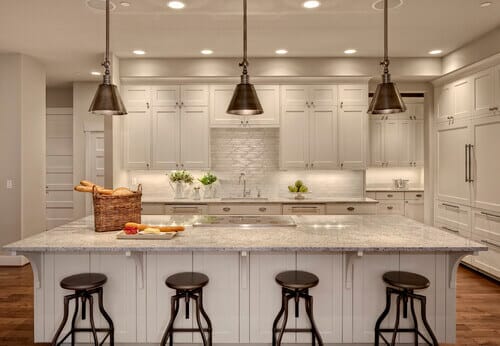 Get this lighting look with the Hudson Valley Darien! Photo credit: Transitional Kitchen by Woodinville Interior Designers & Decorators Interiors