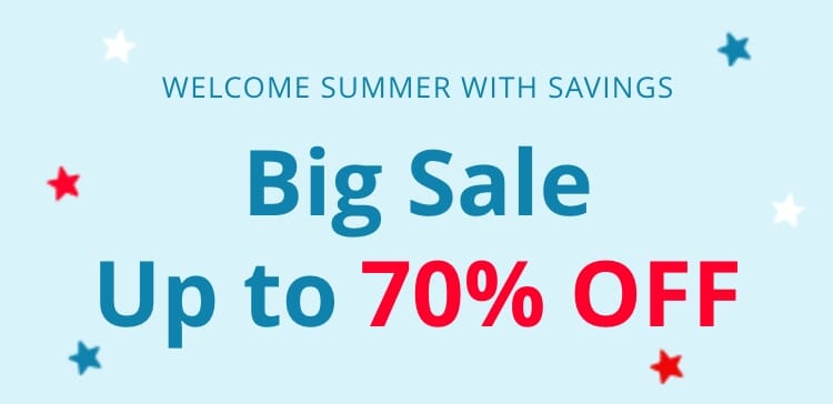 Welcome summer with savings - Big sale up to 70% off!