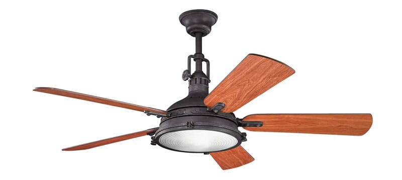 Kichler Hatteras Bay black ceiling fan - Stay on Trend with These Black Ceiling Fans for Every Space from LightsOnline - LightsOnline Blog