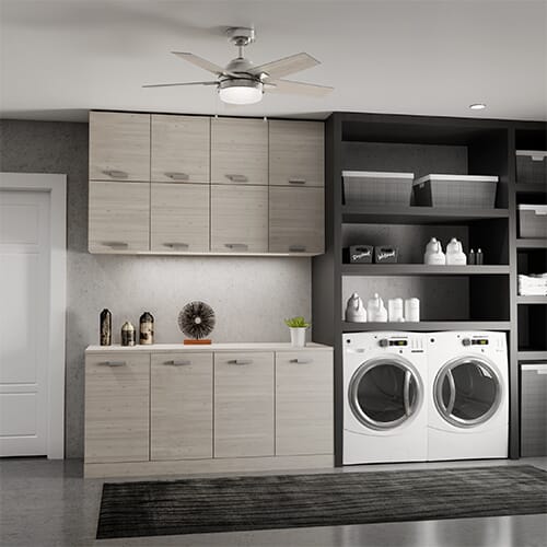 Use a ceiling fan to stay cool in the laundry room.