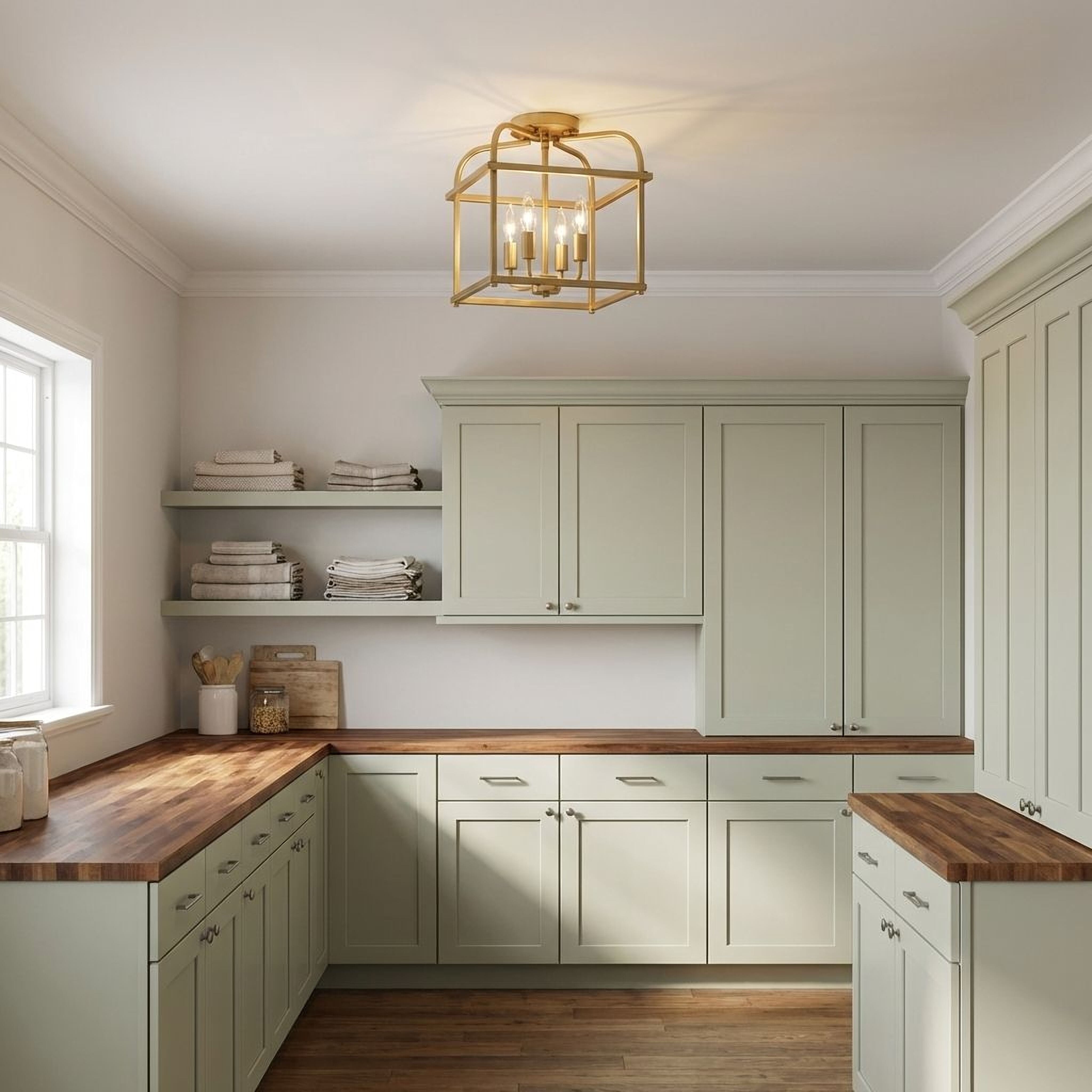 Photos - Chandelier / Lamp Meridian Trade Winds Lighting Trade Winds Lighting 4-Light Ceiling Light In Natural Brass - TW80066-NB TW80066-NB 
